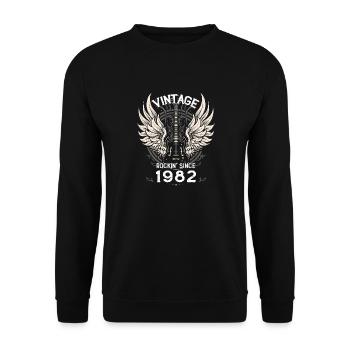 Vintage Rockin' Depuis 1982, 43 ans de Classic - Sweat-shirt Unisexe - noir - Devant - Alina (178cm) & Michal (187cm)