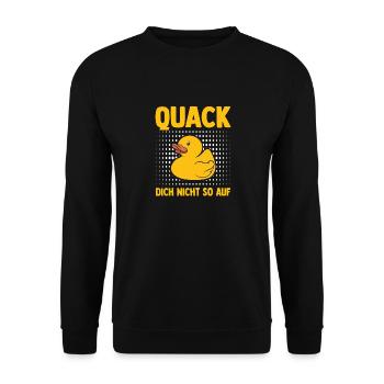 Gelbe Enten Gummienten - Quack Dich Nicht So Auf - Unisex Pullover - Schwarz - Vorne - Alina (178cm) & Michal (187cm)