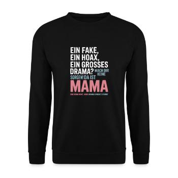 Da ist Mama – Heldin im Reimchaos - Unisex Pullover - Schwarz - Vorne - Alina (178cm) & Michal (187cm)