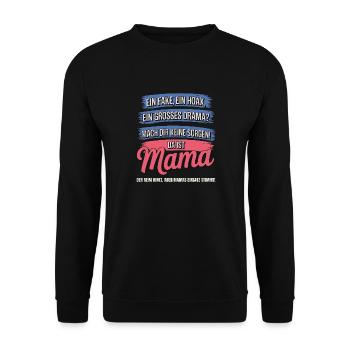 Da ist Mama – Heldin im Reimchaos - Unisex Pullover - Schwarz - Vorne - Alina (178cm) & Michal (187cm)