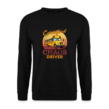 Autobus scolaire CERIFIED CHAOS DRIVER - Sweat-shirt Unisexe - noir - Devant - Alina (178cm) & Michal (187cm)