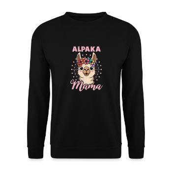 Mütter ALPAKA MAMA Lama Lustiges - Unisex Pullover - Schwarz - Vorne - Alina (178cm) & Michal (187cm)