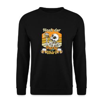 Malle NACH DER PARTY SHIRT Lustiges - Unisex Pullover - Schwarz - Vorne - Alina (178cm) & Michal (187cm)