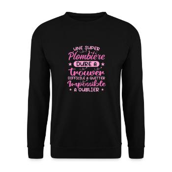 A Super Plumber - Plumber Gift - Unisex Sweatshirt - black - Front - Alina (178cm) & Michal (187cm)