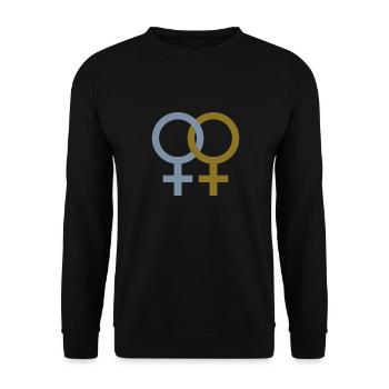 Lesbian ♀♀ - Unisex Pullover - Schwarz - Vorne - Alina (178cm) & Michal (187cm)