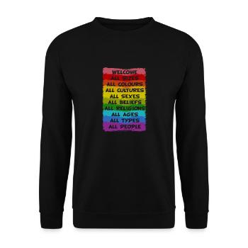 Regenbogen Pride LGBT Toleranz Liebe Gewinnt - Unisex Pullover - Schwarz - Vorne - Alina (178cm) & Michal (187cm)