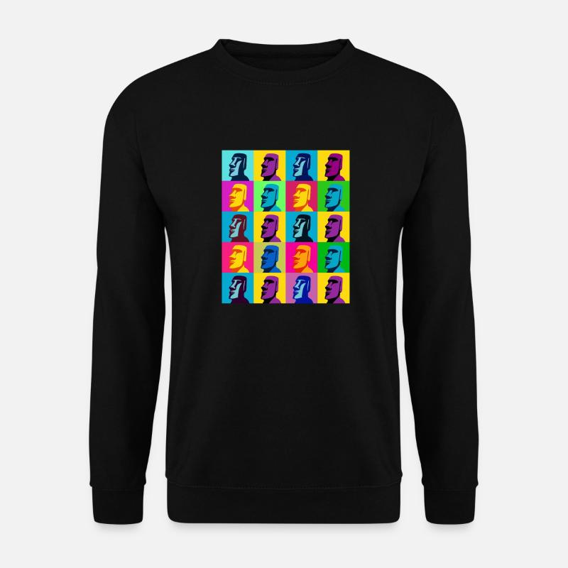 Moai Pop Art Grid Island in Moai Silhouette - Unisex Sweatshirt - black