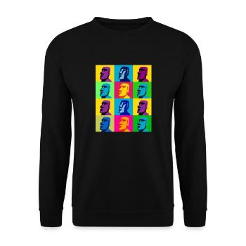 Moai Pop Art Grid pop art, blending Easter Island - Unisex Sweatshirt - black - Front - Alina (178cm) & Michal (187cm)