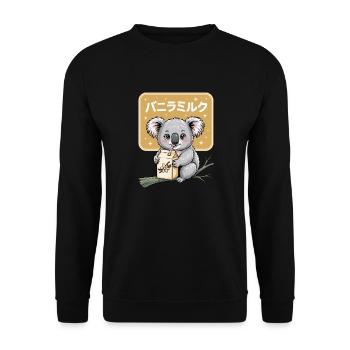 Kawaii Koala Drinking Vanilla Milk Cute Animal - Unisex Sweatshirt - black - Front - Alina (178cm) & Michal (187cm)