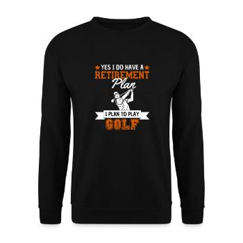 Rentenplan Golf spielen Golf Ruhestand - Unisex Pullover - Schwarz - Vorne - Alina (178cm) & Michal (187cm)