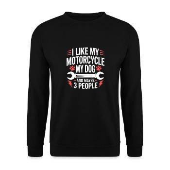 Hund Motorrad Sarkasmus Hunde Spruch - Unisex Pullover - Schwarz - Vorne - Alina (178cm) & Michal (187cm)