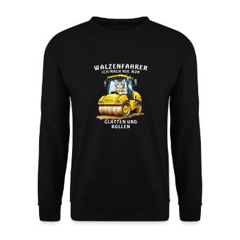 SMOOTHING AND ROLLING ROLLER OPERATORS - Unisex Sweatshirt - black - Front - Alina (178cm) & Michal (187cm)