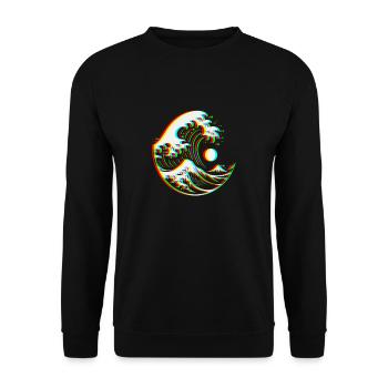 RGB die Kanagawa-Welle - Unisex Pullover - Schwarz - Vorne - Alina (178cm) & Michal (187cm)