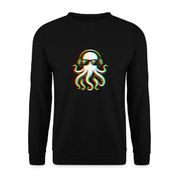 RGB-Oktopus, der Musik hört - Unisex Pullover - Schwarz - Vorne - Alina (178cm) & Michal (187cm)