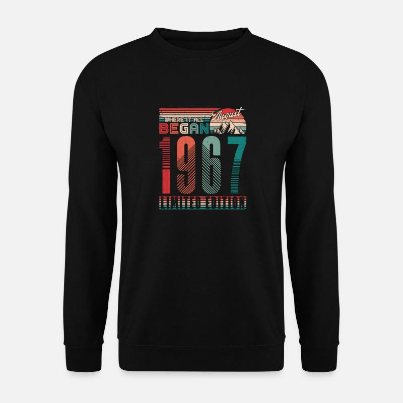 Geburtstag 1967 Jahrgang August Retro Geschenk - Unisex Pullover - Schwarz