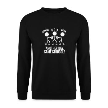 Gaming Another Day Same Struggle Funny Gamer - Unisex Sweatshirt - black - Front - Alina (178cm) & Michal (187cm)