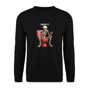 SKELETON TOILET FUCK IT - Unisex Sweatshirt - black - Front - Alina (178cm) & Michal (187cm)