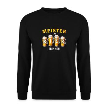 MAÎTRE DANS LA CONSOMMATION DE BIÈRE - Sweat-shirt Unisexe - noir - Devant - Alina (178cm) & Michal (187cm)