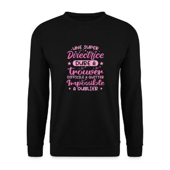 Une Super Directrice - Cadeau directrice - Sweat-shirt Unisexe - noir - Devant - Alina (178cm) & Michal (187cm)