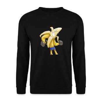 Funny banana with muscles - fitness meets humor! - Unisex Sweatshirt - black - Front - Alina (178cm) & Michal (187cm)
