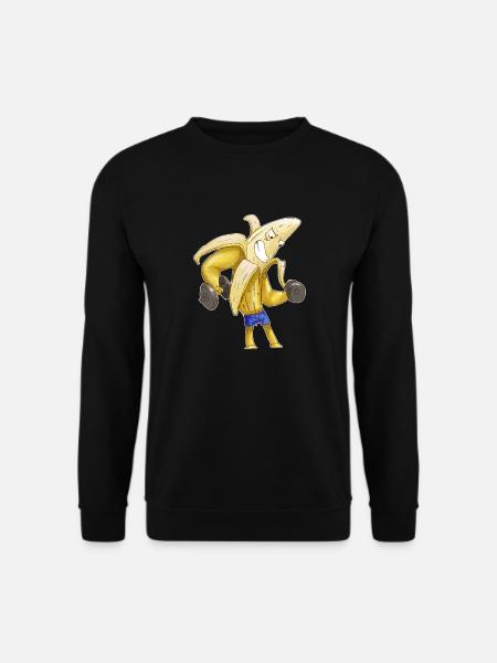 Lustige Banane mit Muskeln – Fitness trifft Humor! - Unisex Pullover - Schwarz