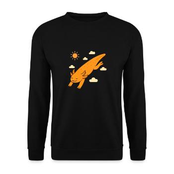 Shooting star axolotl - Unisex Sweatshirt - black - Front - Alina (178cm) & Michal (187cm)