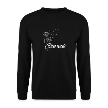 Positivität Flower Power BLAS MAL Löwenzahn - Unisex Pullover - Schwarz - Vorne - Alina (178cm) & Michal (187cm)