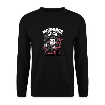 Morgen Saugen Vampir Gothic Halloween Lustig - Unisex Pullover - Schwarz - Vorne - Alina (178cm) & Michal (187cm)