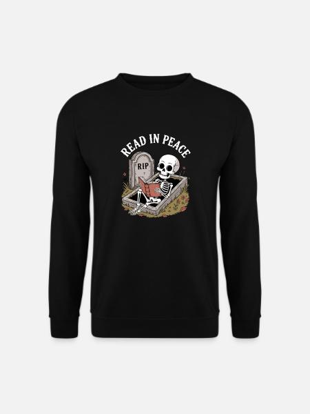 Les i fred Skjelettbøker Lesing Morsom Leser - Unisex sweater - sort