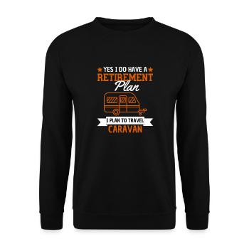 Retirement plan: camping in a motorhome - Unisex Sweatshirt - black - Front - Alina (178cm) & Michal (187cm)