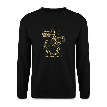 REITER TIME TRAVEL BACK ENJOY RENAISSANCE - Unisex Pullover - Schwarz - Vorne - Alina (178cm) & Michal (187cm)