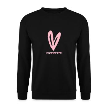 ICH DARF DAS - Shirin Herz in Pink - Unisex Pullover - Schwarz - Vorne - Alina (178cm) & Michal (187cm)