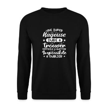 Une Super Nageuse - Cadeau nageuse - Sweat-shirt Unisexe - noir - Devant - Alina (178cm) & Michal (187cm)