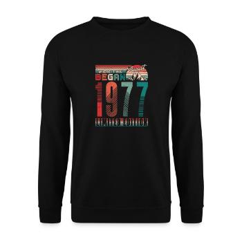 Anniversaire 1977 Vintage Août Cadeau Rétro - Sweat-shirt Unisexe - noir - Devant - Alina (178cm) & Michal (187cm)