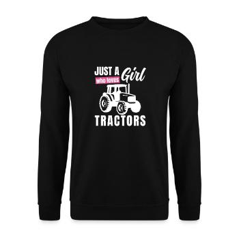 Just a Girl liebt Traktoren - Unisex Pullover - Schwarz - Vorne - Alina (178cm) & Michal (187cm)