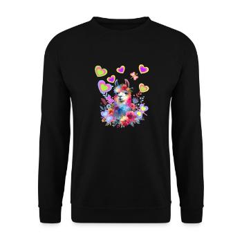 Rétro Lama Lamas Femme Enfant Fille Enfants - Sweat-shirt Unisexe - noir - Devant - Alina (178cm) & Michal (187cm)