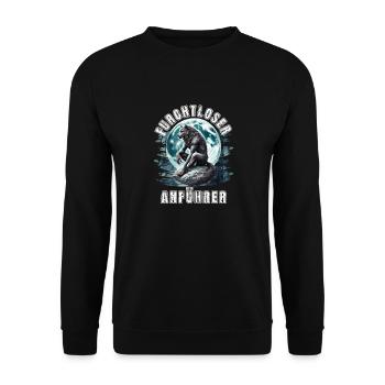 Alpha Wolf FURCHTLOSER ANFÜHRER Lustiges - Unisex Pullover - Schwarz - Vorne - Alina (178cm) & Michal (187cm)