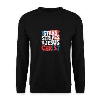 Amerikanischer Gläubiger Christ July 4th Jesus - Unisex Pullover - Schwarz - Vorne - Alina (178cm) & Michal (187cm)