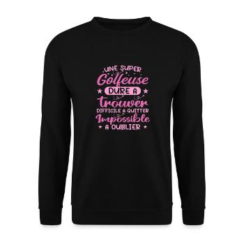 Ein super Golfer - Golfer Geschenk - Unisex Pullover - Schwarz - Vorne - Alina (178cm) & Michal (187cm)