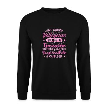 Ein Super Volleyball Spieler - Volleyball Spieler Geschenk - Unisex Pullover - Schwarz - Vorne - Alina (178cm) & Michal (187cm)