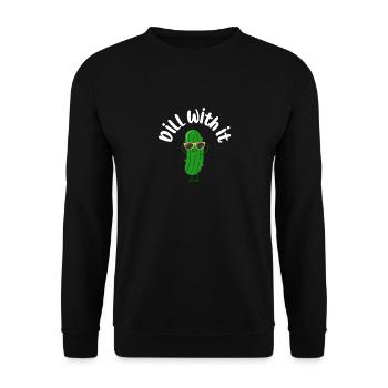 Dill With It Cool Gurke Lustiges Spruch Motiv - Unisex Pullover - Schwarz - Vorne - Alina (178cm) & Michal (187cm)