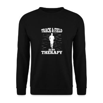 Track Athletics Track & Field Is My Therapy Track - Unisex Sweatshirt - black - Front - Alina (178cm) & Michal (187cm)
