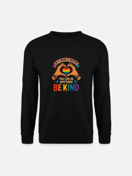 Be Kind - Rainbow Heart Design - Unisex Sweatshirt - black