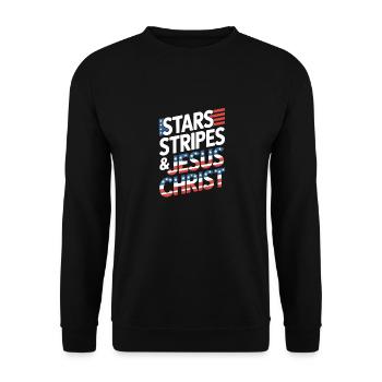 Amerikanischer Gläubiger Christ July 4th Jesus - Unisex Pullover - Schwarz - Vorne - Alina (178cm) & Michal (187cm)