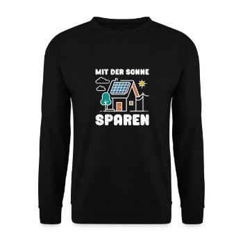 Solar Energie MIT DER SONNE SPAREN Lustiges - Unisex Pullover - Schwarz - Vorne - Alina (178cm) & Michal (187cm)