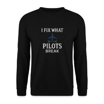 Mécanicien d’aviation Faa Humour Technicien d’aéronefs - Sweat-shirt Unisexe - noir - Devant - Alina (178cm) & Michal (187cm)
