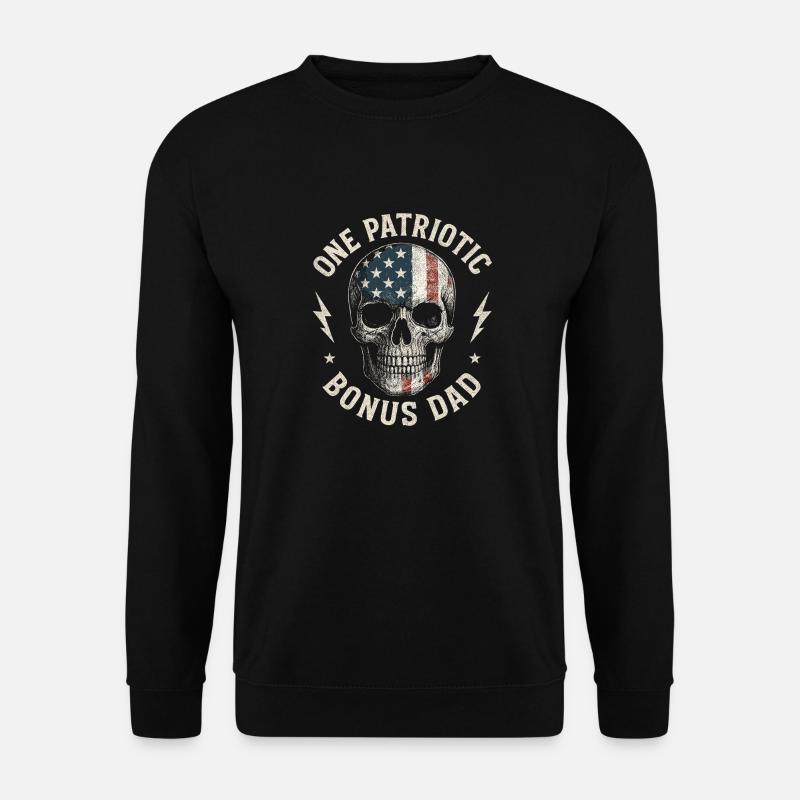 Bonus Dad with Flag Skull - Unisex Sweatshirt - black