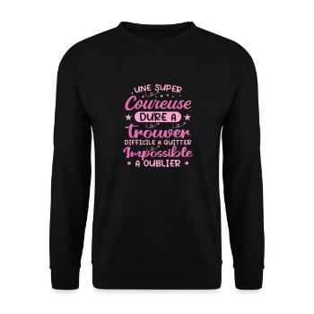 Une Super Coureuse - Cadeau coureuse - Sweat-shirt Unisexe - noir - Devant - Alina (178cm) & Michal (187cm)
