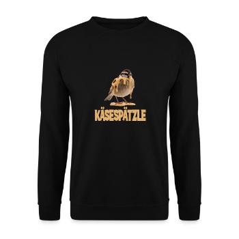 Käsespätzle Vogel Illustrativ Humorvoll - Unisex Pullover - Schwarz - Vorne - Alina (178cm) & Michal (187cm)
