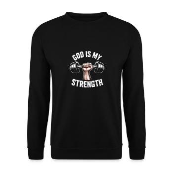 God is my strength! Believing Christian Jesus - Unisex Sweatshirt - black - Front - Alina (178cm) & Michal (187cm)
